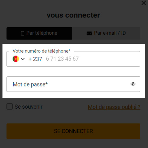 Entrez votre identifiant et votre mot de passe Melbet