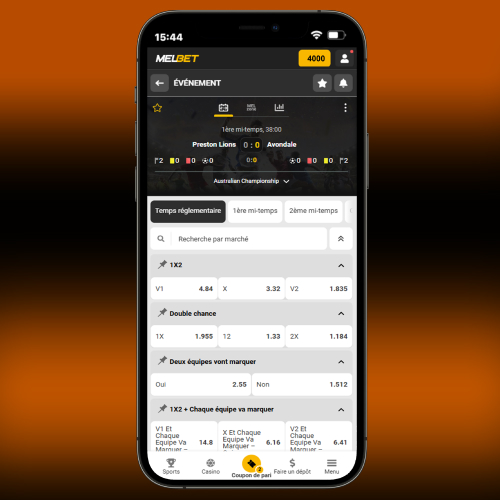 Sélection d’un tournoi de football sur le site Melbet