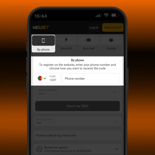 Register by phone Melbet Cameroon