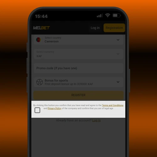 Accept terms of use Melbet Cameroon