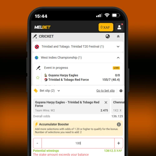 Confirm cricket bet Melbet Cameroon