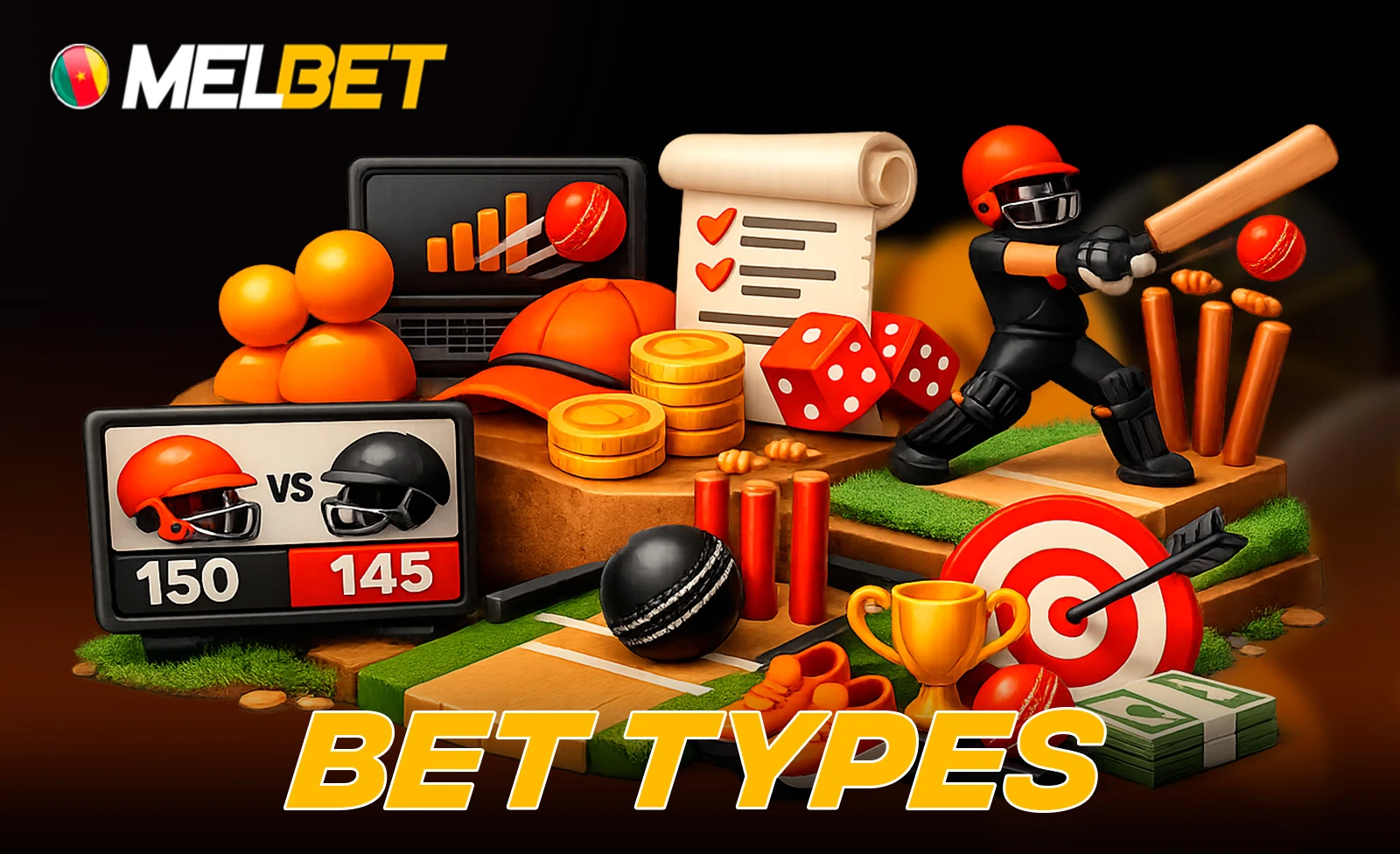 Different cricket betting markets available for Melbet players