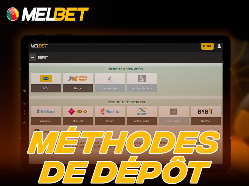 Capture d’écran des méthodes de dépôt Melbet Cameroun