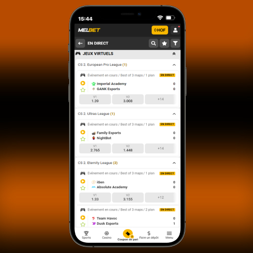 Paris en direct sur CS2 sur le site Melbet