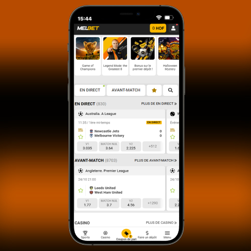 Page d’accueil du site Melbet
