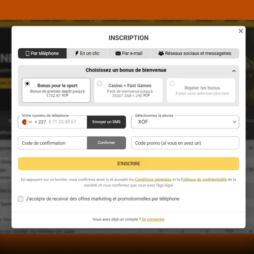 Options disponibles pour s&rsquo;inscrire sur Melbet
