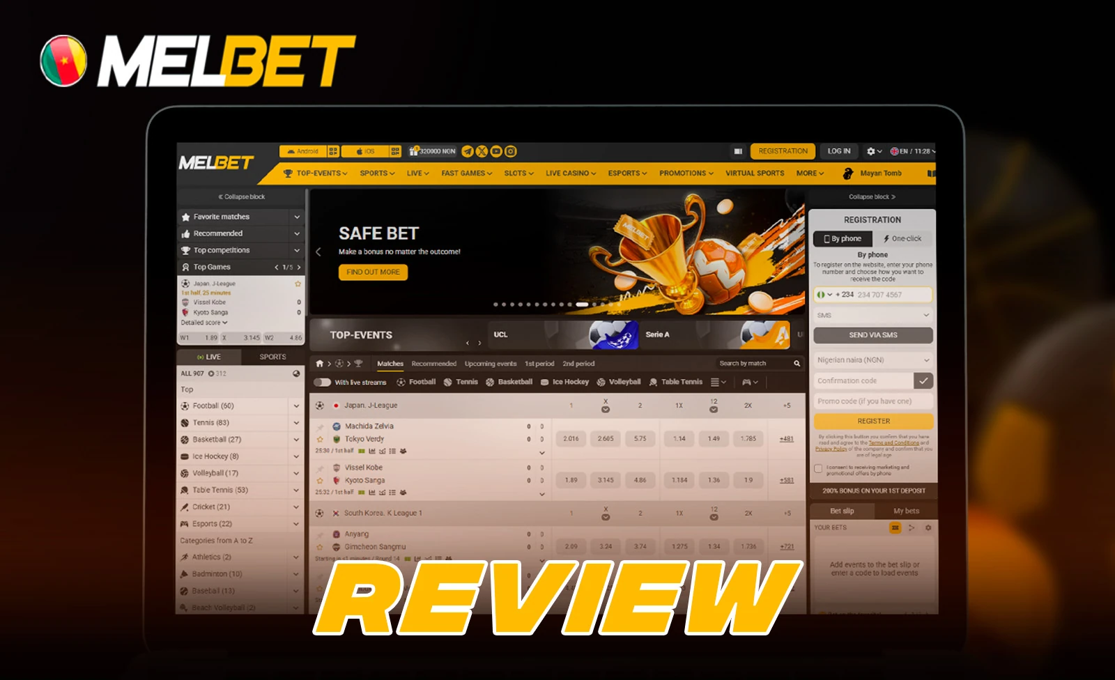 Sports betting and casino experience available through the Melbet review in Cameroon