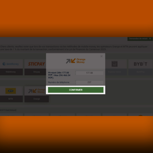 Confirmation de la transaction sur Melbet