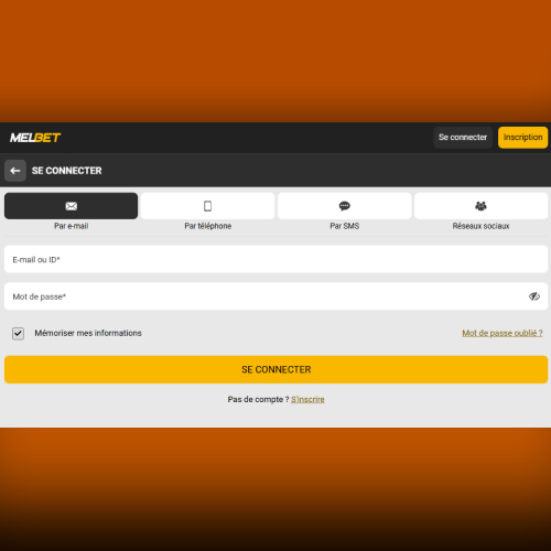 Fenêtre de connexion au compte Melbet