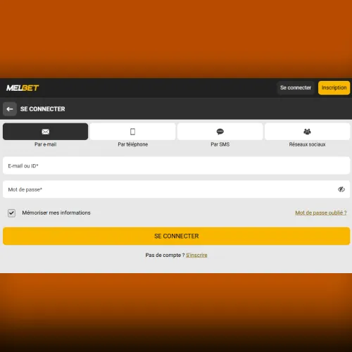 Fen&ecirc;tre de connexion au compte Melbet