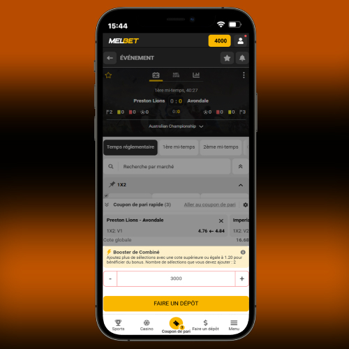 Placement d’une mise sur le football sur le site Melbet